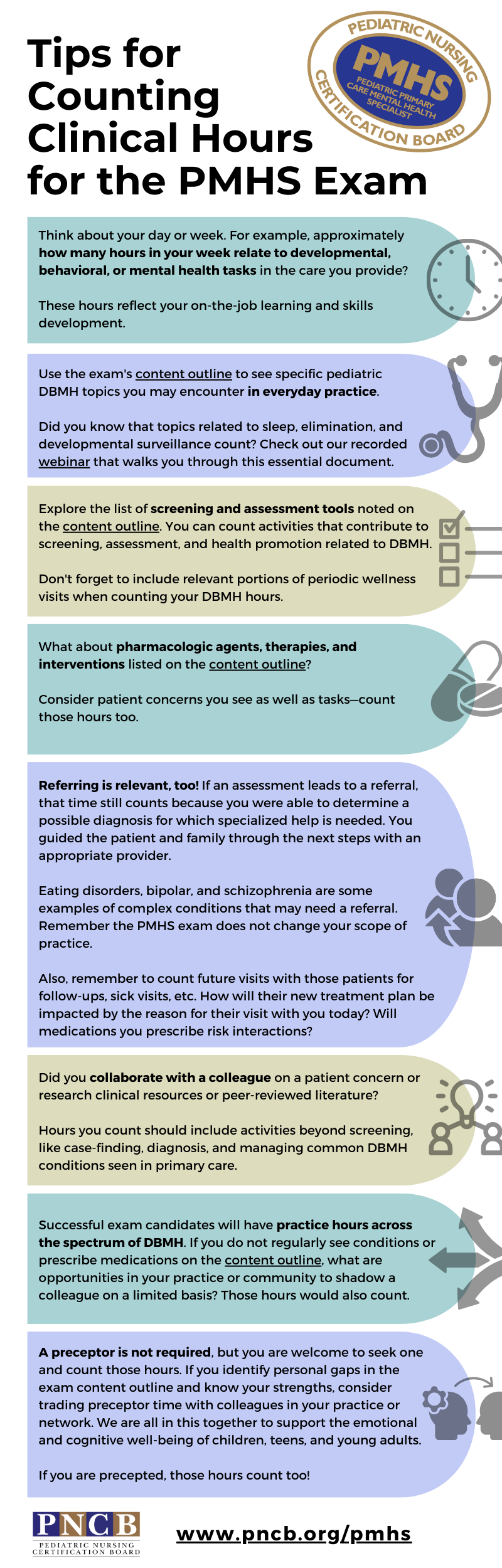 PMHS Exam Clinical Hours Tips Infographic