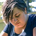 Sad teen looking down
